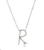 Persée white gold alphabet necklace letter R diamond (British brand)