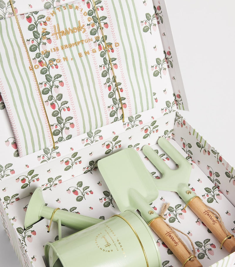Harrods strawberry gardening suitcase set with tools, imported from the UK
