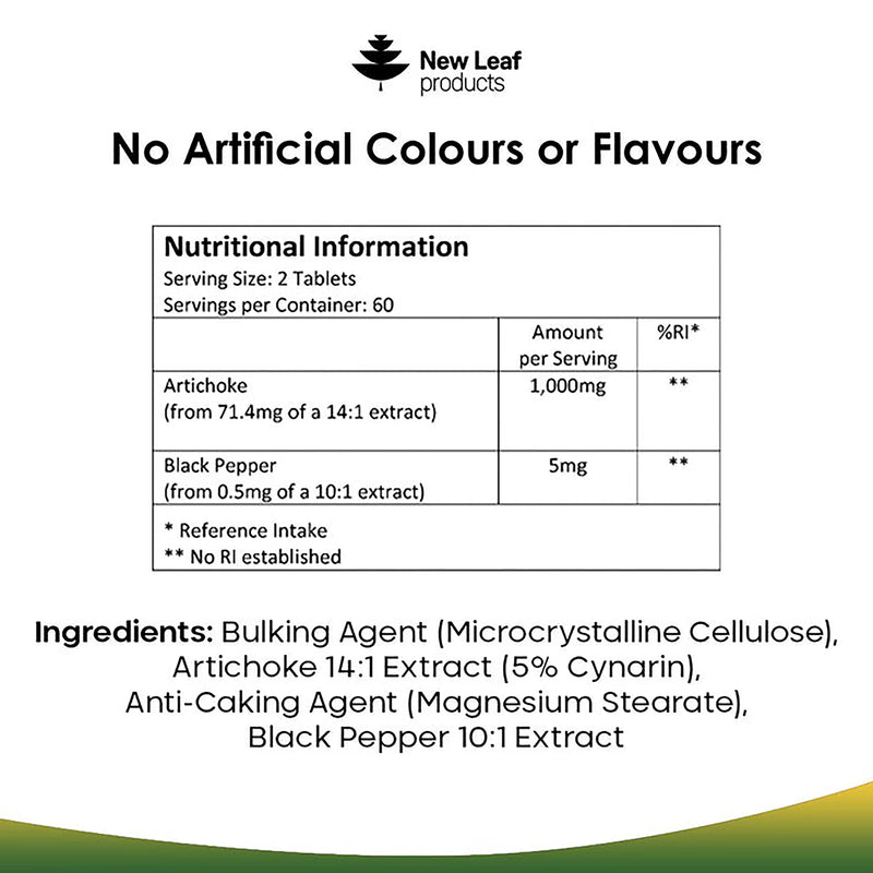 New Leaf Artichoke Tablets 120 tablets, UK version