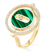 Harrods Messika Lucky Move Yellow Gold, Diamond and Malachite Ring 0.18ct- Buy online at McGrocer