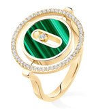 Messika Lucky Move yellow gold diamond malachite ring 0.18ct - British product