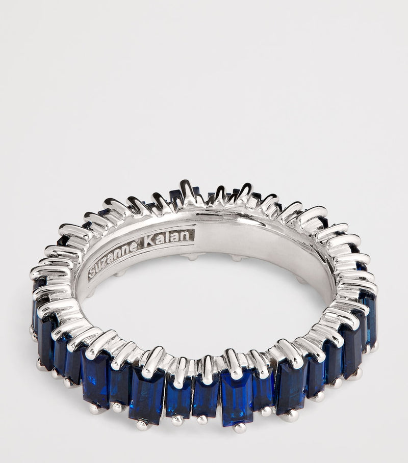 Suzanne Kalan white gold blue sapphire eternity ring 5mm, imported from the UK