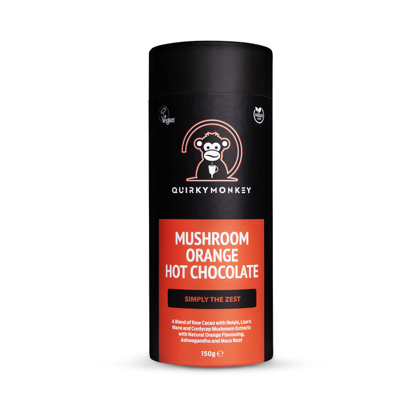 Quirky Monkey mushroom orange hot chocolate mix 150g, imported from the UK