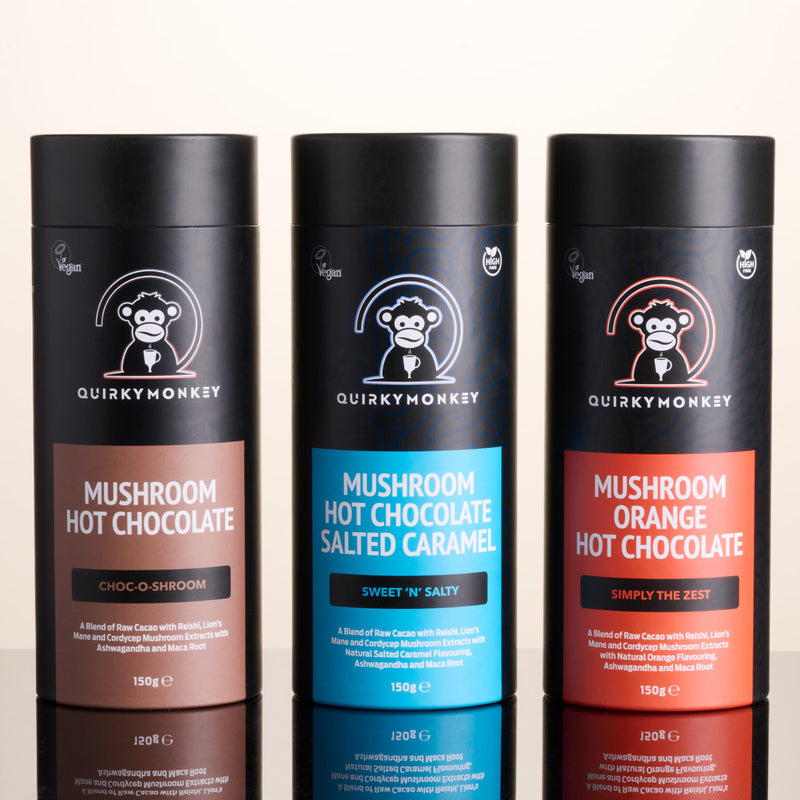 Quirky Monkey mushroom orange hot chocolate mix 150g, imported from the UK