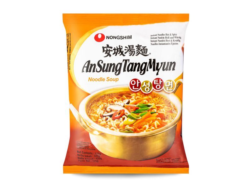 Nongshim Ansung instant noodle soup, imported from the UK