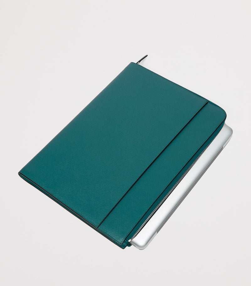 Smythson small Panama leather laptop case for 13-inch laptops (British brand)