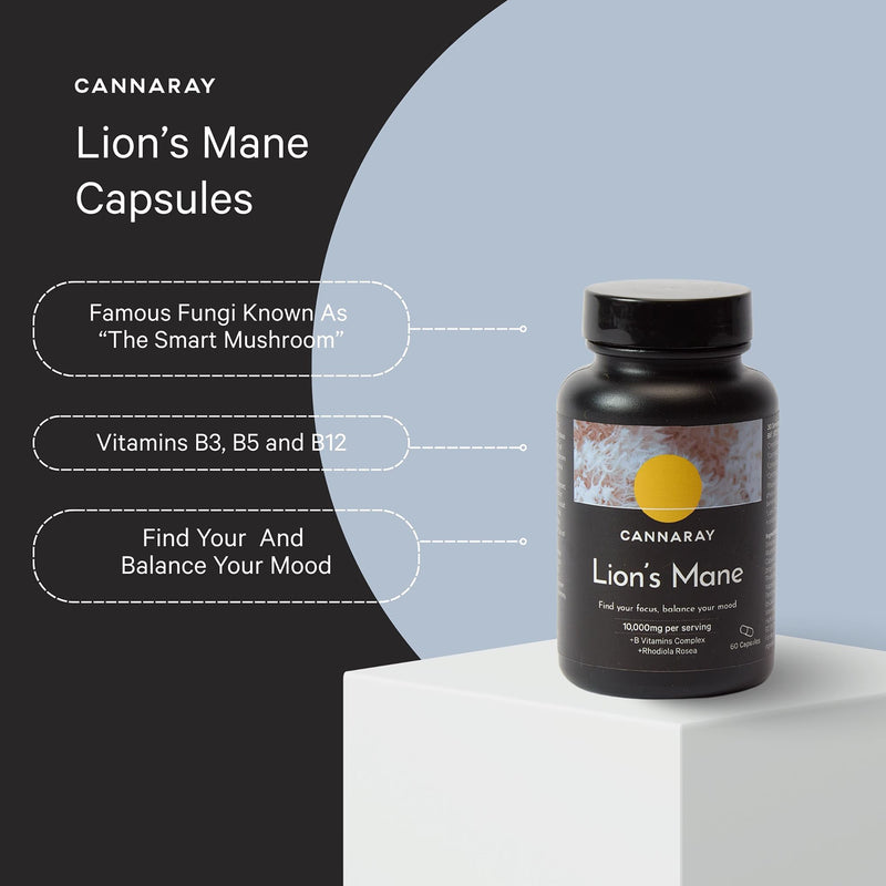 Cannaray Lion's Mane supplement 60 capsules - British product