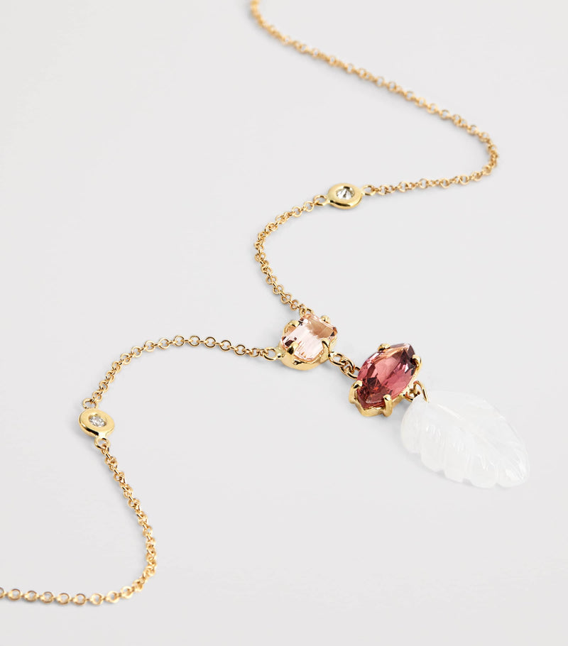 Jacquie Aiche yellow gold tourmaline triple step necklace (British brand)