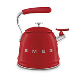 Smeg stovetop whistling kettle in red 2.3L, imported from the UK