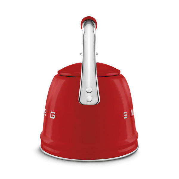 Smeg stovetop whistling kettle in red 2.3L, imported from the UK