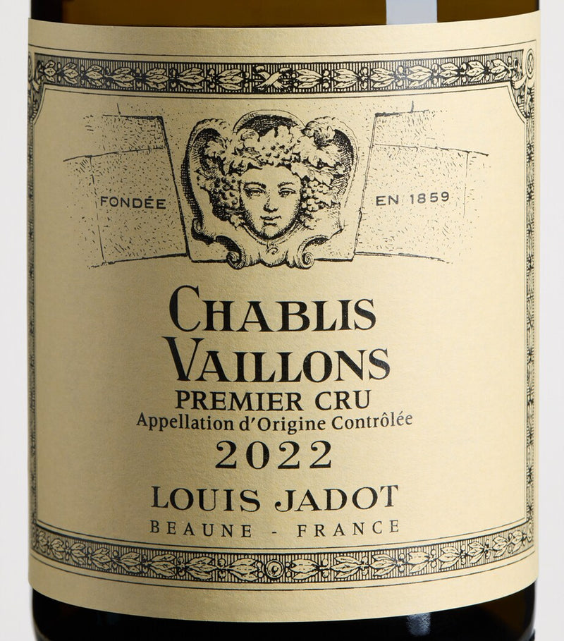 Louis Jadot Chablis 1er Cru Vaillons 2022 white wine 75cl bottle, UK version