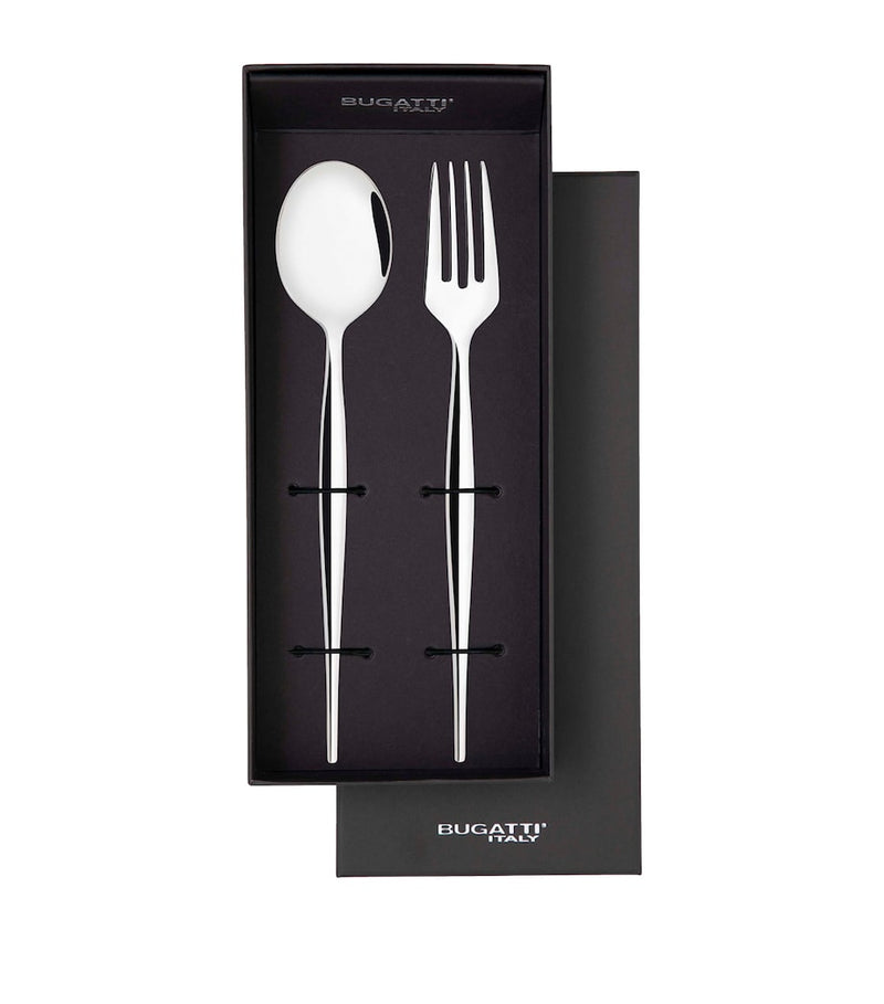 Bugatti Natura 2-piece serving set in stainless steel, imported from the UK