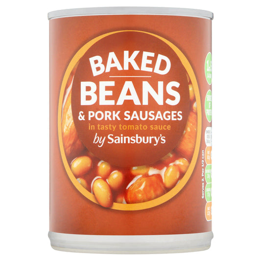 Sainsbury's Baked Beans In Tomato Sauce With Sausages 400g Baked beans & canned pasta Sainsburys   