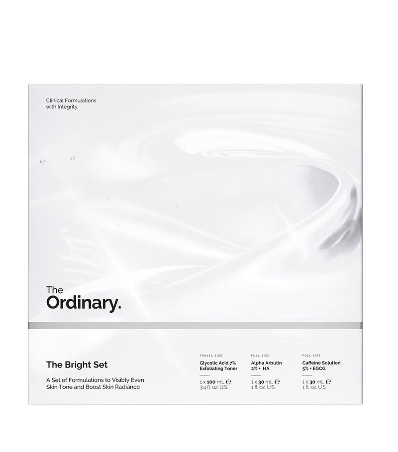 The Ordinary Bright Set with glycolic toner and serums, imported from the UK