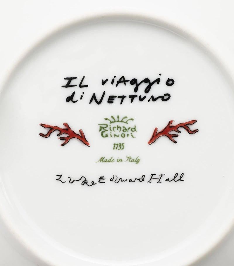 GINORI 1735 Il Viaggio di Nettuno porcelain teacup and saucer set of 2, UK version