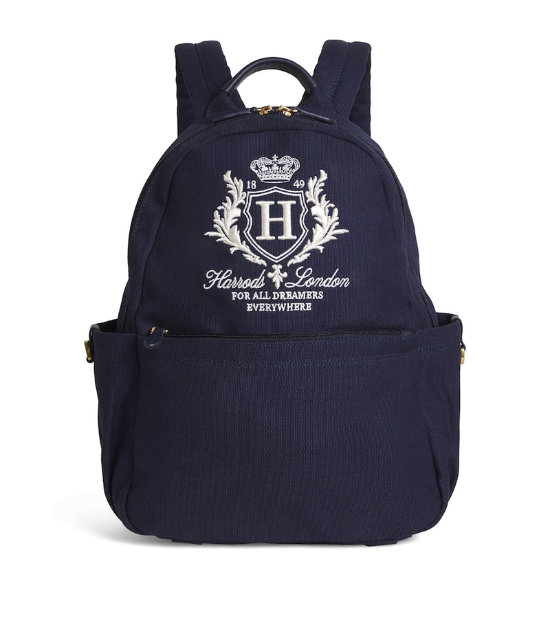 Harrods cotton embroidered emblem backpack, UK version
