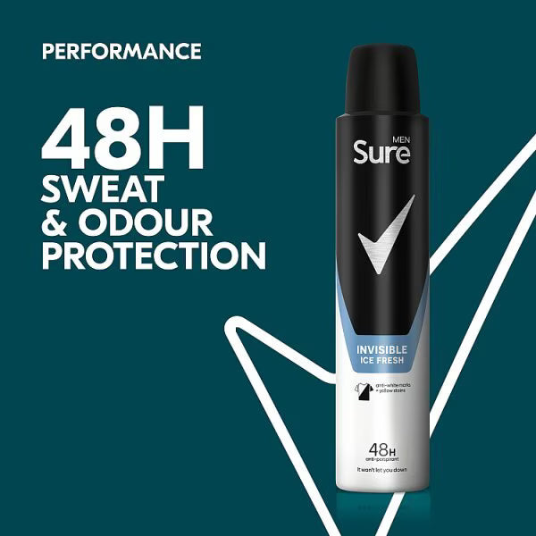 Sure Men Anti-Perspirant Spray Invisible Ice Fresh 200ml (British brand)