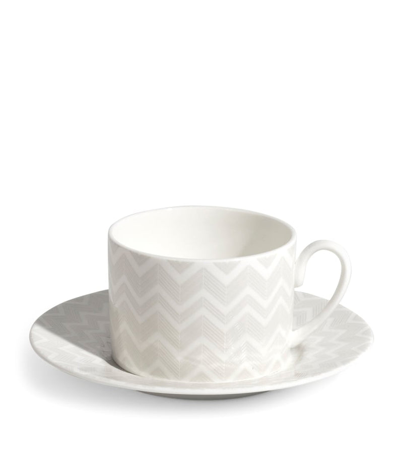 Missoni Home zigzag bone china teacup and saucer set, UK version