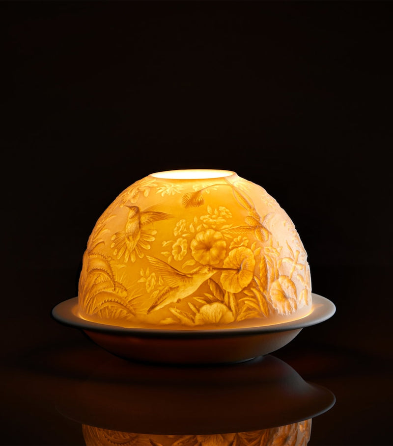 Bernardaud porcelain LED votivelight with hummingbird pattern - British product