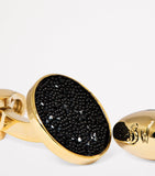 Babette Wasserman gold-plated Moondust round cufflinks, imported from the UK