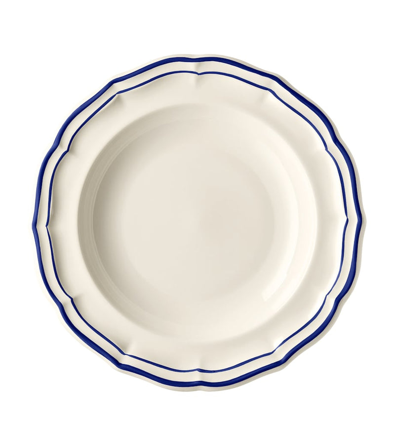 Gien Filet Cobalt soup plates set of 4, UK version