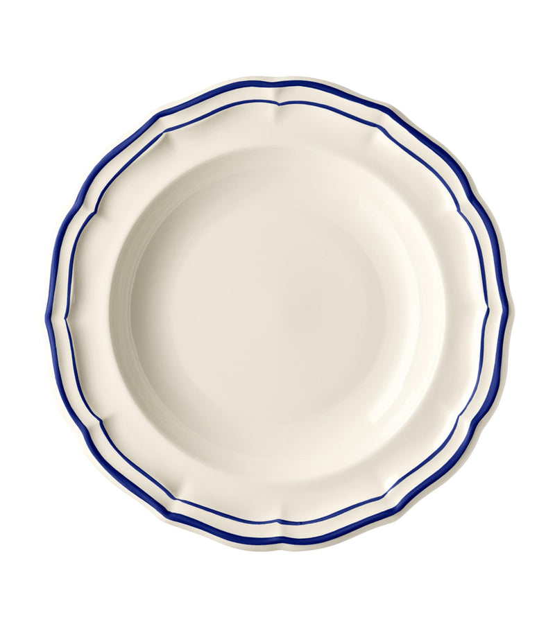 Gien Filet Cobalt soup plates set of 4, UK version