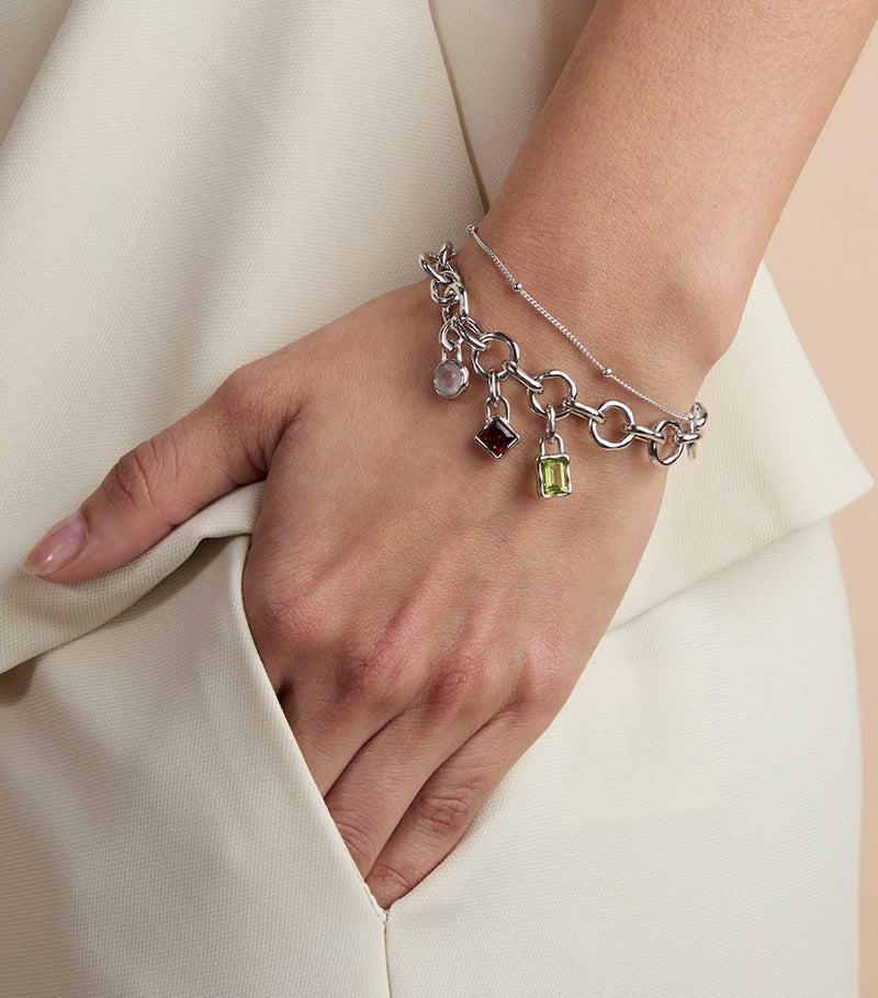 Astrid & Miyu rhodium-plated January birthstone charm - British product