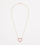 Jennifer Meyer large open heart necklace with rubies, imported from the UK