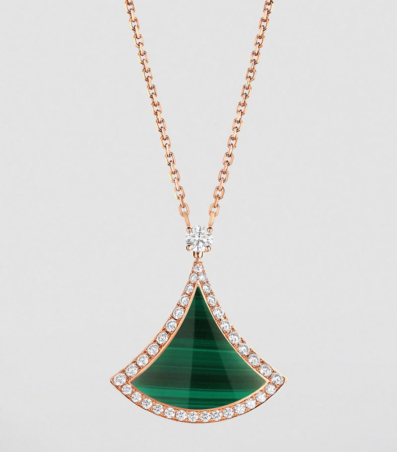 Bvlgari Divas' Dream rose gold malachite diamond necklace, imported from the UK
