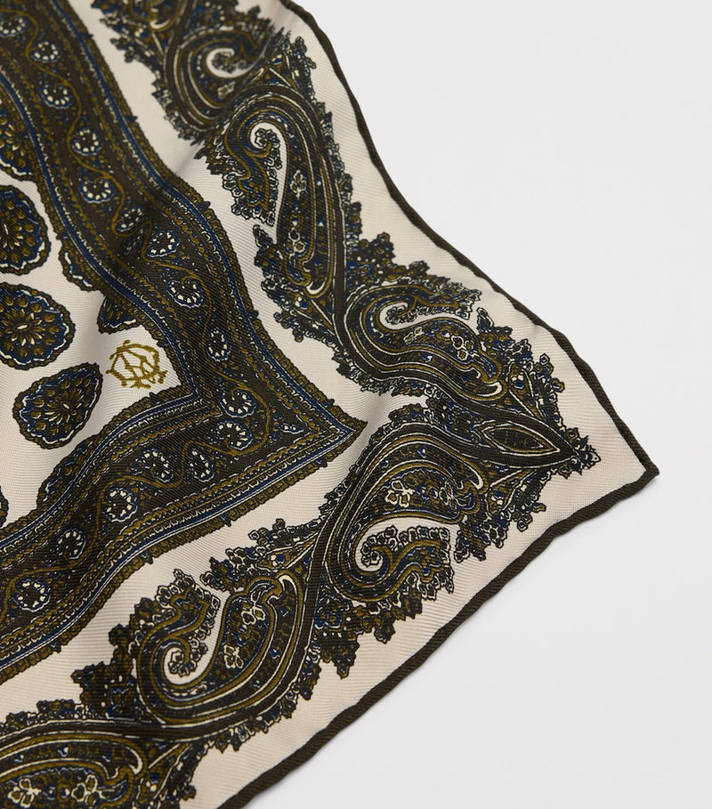 Dunhill mulberry silk floral medallion pocket square, UK version