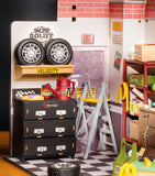 Robotime Garage Workshop buildable model with LED light, UK version
