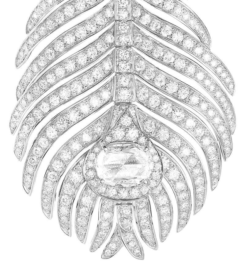 Boucheron Plume de Paon white gold diamond pendant earrings - British product
