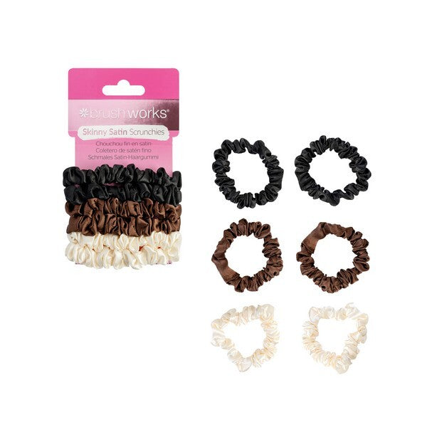 Brushworks skinny satin scrunchies 6 pack - British product