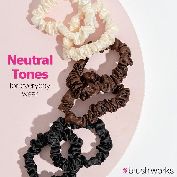 Brushworks skinny satin scrunchies 6 pack - British product