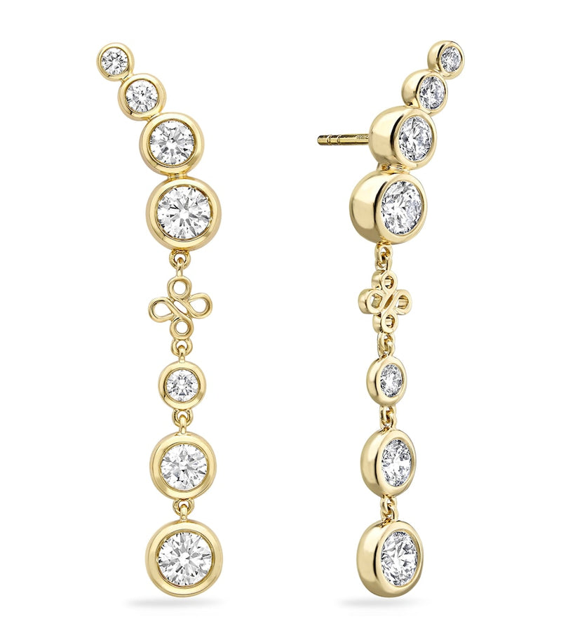 Boodles yellow gold and diamond long earrings (British brand)