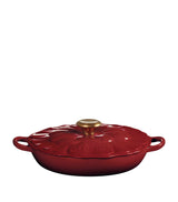 Harrods Cast Iron Shallow Casserole Dish with Petal Design, 26cm- Buy online at McGrocer