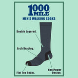 1000 Mile men's lightweight walking Repreve socks, UK version