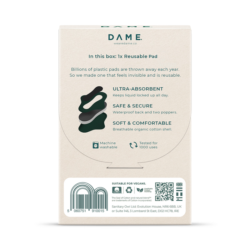 DAME Regular Washable Period Pad - British product