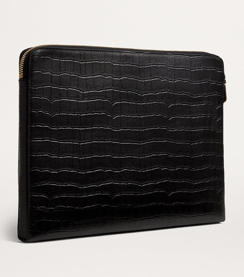 Harrods large croc-embossed leather pouch, UK version