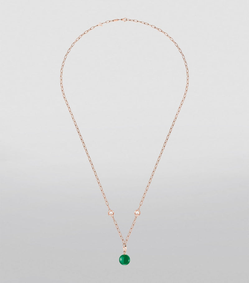 Chopard Happy Diamonds Planet necklace rose gold and green agate, UK version