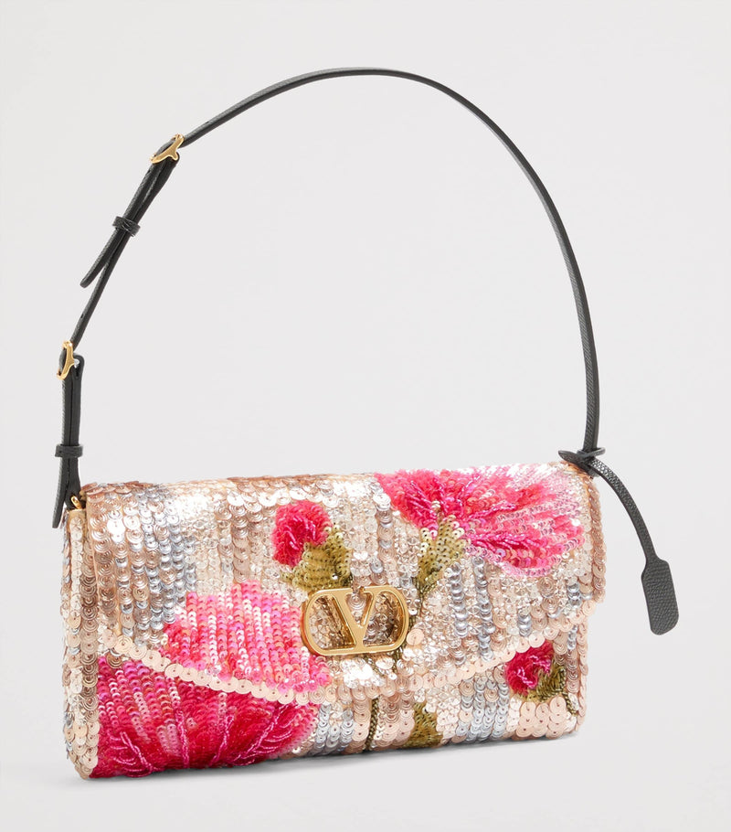 Valentino Garavani silk sequined DeVain shoulder bag, UK version