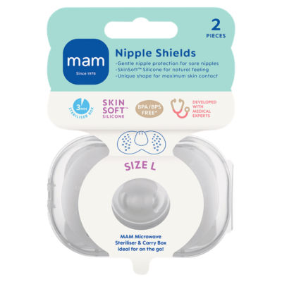 MAM nipple shields size L, imported from the UK