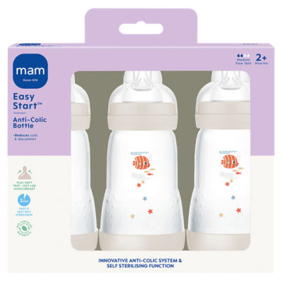 MAM anti-colic baby bottle 2+ months 3x260ml, imported from the UK