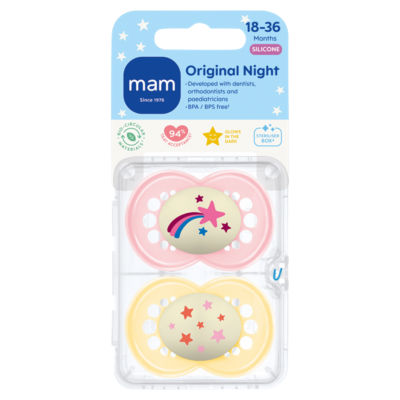 MAM Original Night Silicone Soother 18-36 months, imported from the UK