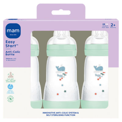MAM anti-colic baby bottle 260ml 3 pack (British brand)