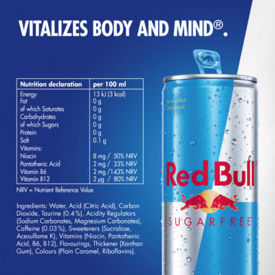 Red Bull Sugarfree energy drink 250ml 8 pack - British product