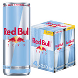 Red Bull Zero energy drink 250ml 4 pack, imported from the UK