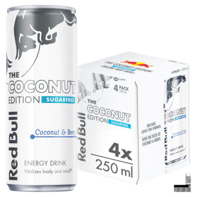 Red Bull Coconut Sugarfree energy drink 250ml 4-pack - British product