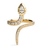 Jacquie Aiche Sophia Snake ring in yellow gold and diamonds, UK version