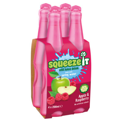 Squeeze It still juice drink Apple & Raspberry 4x200ml (British brand)